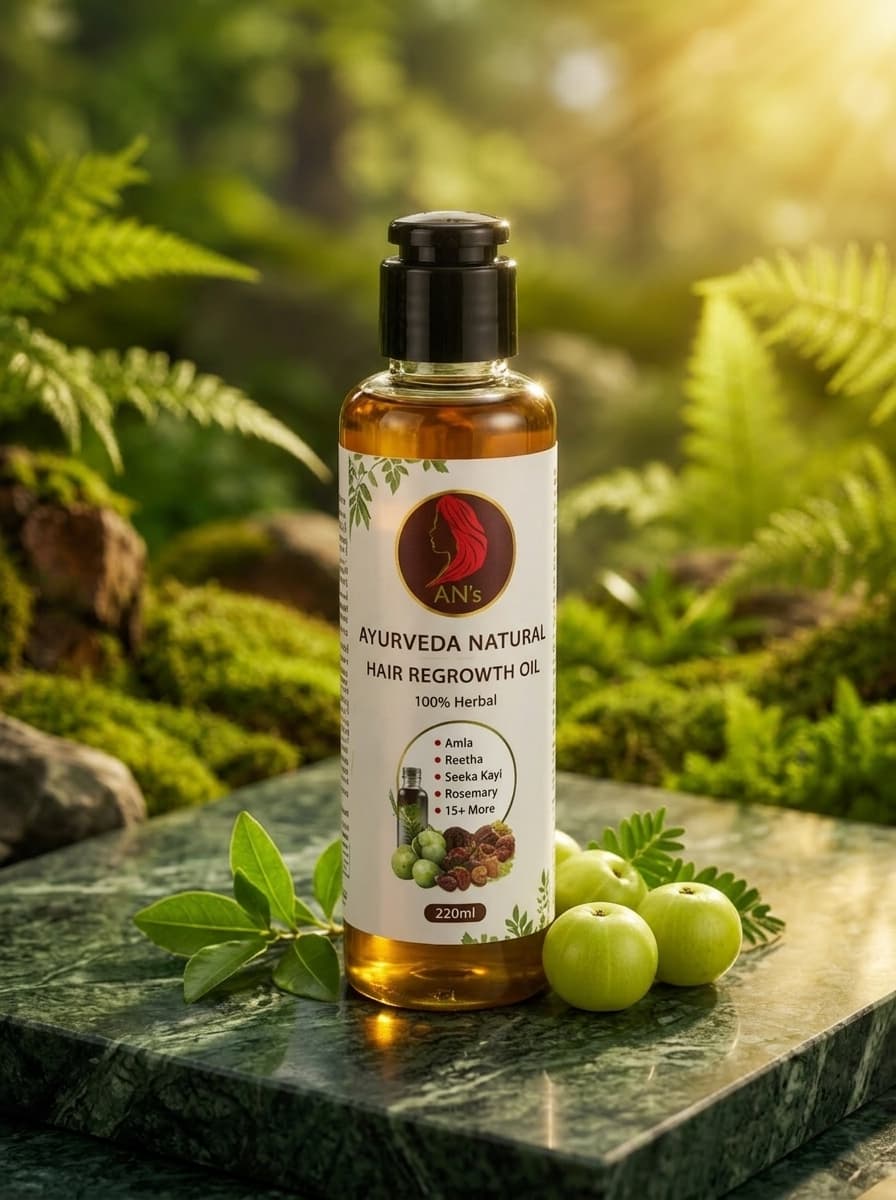 Hair Regrowth Oil - Angle 3 | Ayurveda Naturals