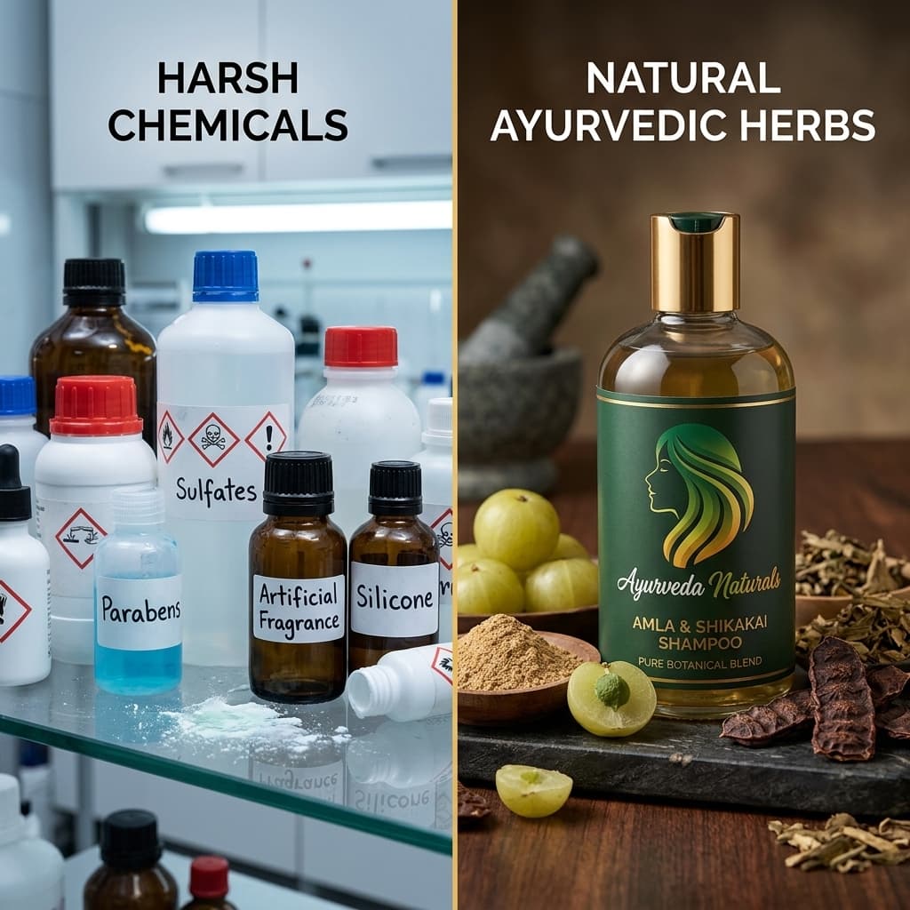 Comparison of Ayurvedic botanical haircare vs salon chemical keratin treatment costs
