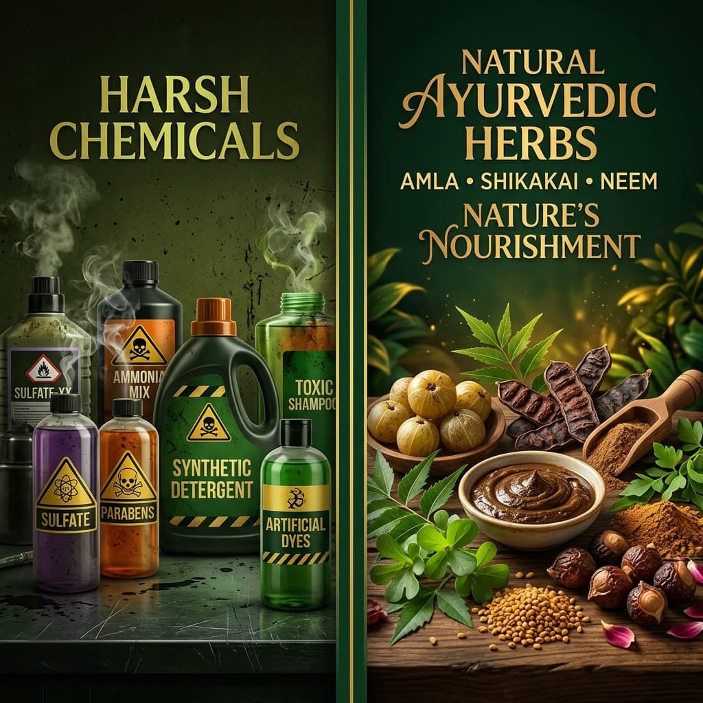 Ayurveda Naturals - Ayurvedic Shampoo Vs Chemical Shampoo Hair Fall