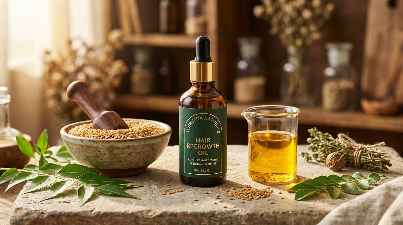 Comparison of sesame carrier oil with mustard and coconut oil for hair fall control
