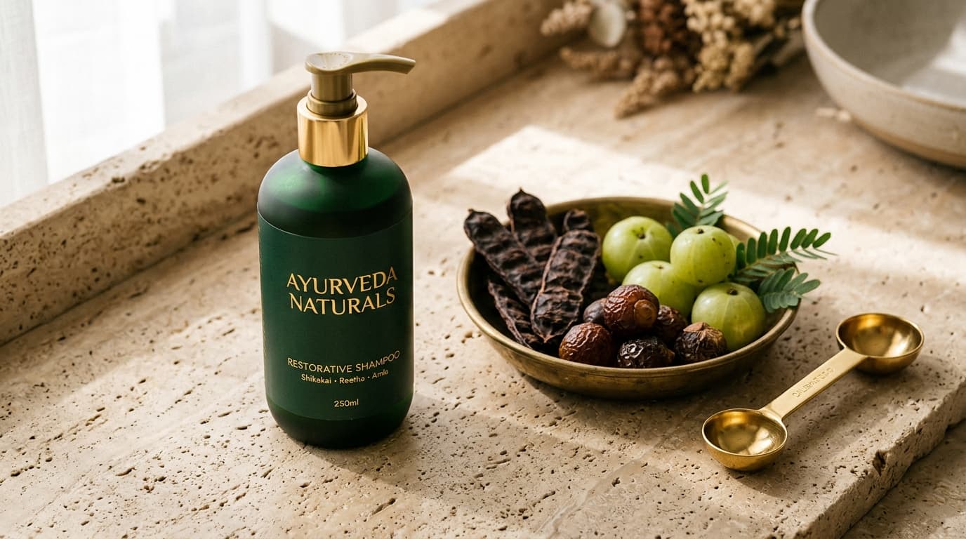 Ayurveda Naturals Purifying Shampoo bottle showing value pricing under 2000 PKR